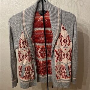Pendleton Aztec Wool Alpaca Western zip sweater